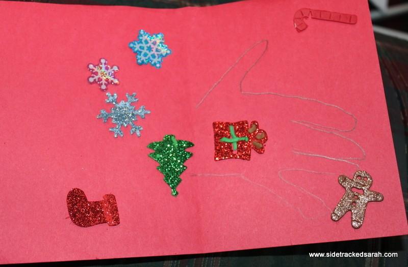 Directions: Fold a piece of paper in half or in quarters. Decorate it with crayons or markers. Have child decorate it with one or some of the following ideas: 1. stickers 2.