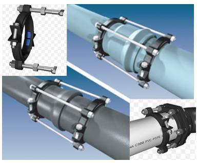 C 1.1.1 Joint Restraints/ Bell & Spigot Joint/ New & In-Service Installation (AWWA C-900) PVC & DI Pipe: Dual use (PVC & DI pipe) bell and spigot restraint devices for nominal pipe sizes 4 through 12