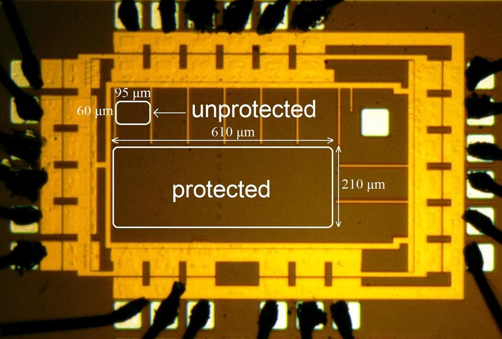 6 digital oscilloscope amplifiers current probe UART trigger µc un I/O V PCB Fig. 9: Microphotograph of the chip Fig.
