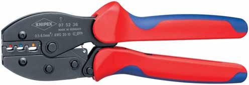 comfortable, powerful crimping pliers in professional quality same reliable crimping results as with fixed crimping dies repetitive, high crimping quality due to precision dies and integral lock