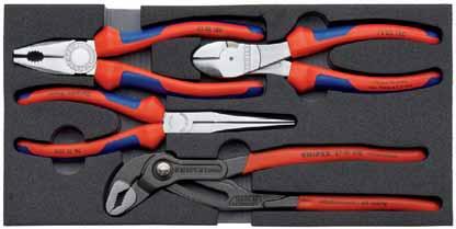Pliers Sets in a foam tray in a foam tray for workbenches and tool trolleys clearly