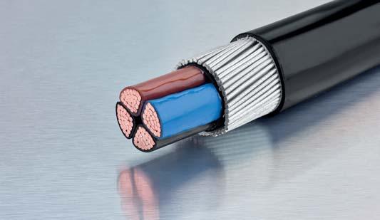 steel wire armoured cable with a diameter of up to 45 mm / 380 mm² (e.g.