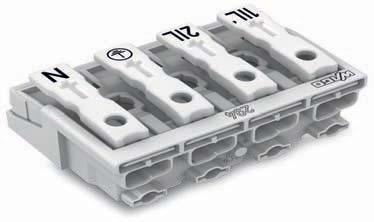 492 Power Supply Connectors, 4-Pole 294 Series without ground contact with direct ground contact with screw-type ground contact 4-pole, white 1/L-2/L-PE-N 294-024 00 1-2-PE-N 294-014 00 4-3-2-1