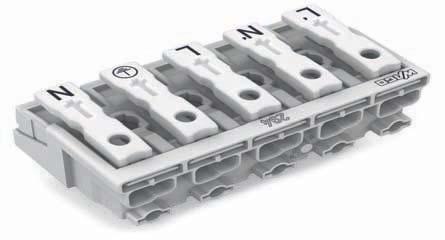 494 Power Supply Connectors, -Pole 294 Series without ground contact with direct ground contact with screw-type ground contact -pole, white L-N-L-PE-N 294-02 20