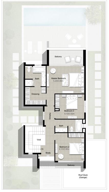 SIDRA 3 VILLA 1 3 Bedroom Total Built Up Area: 3,100 Sq Ft Ground Floor First Floor FLOOR PLAN 1.