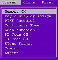 SCREEN DESCRIPTIONS 2 For PMR appears only when PMR is selected in the Model menu as follow.!4 Memory CH (pgs. 21 27) Sets operating frequencies and details.!5 Key & Display Assign (pgs.