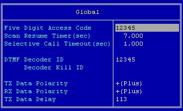 9 PROGRAMMING for TRUNKING operation 9-2 SCREEN MENU OPERATION Global Five Digit Access Code Enter specified 5-digit access code given from the system.