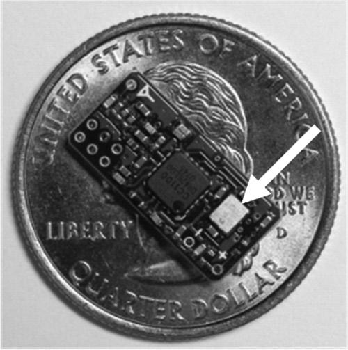 rai et al.: digitally compensated 1.5 GHz CMOS/FBAR frequency reference 553 Fig. 1. The footprint of quartz crystals in miniaturized wireless sensors is approaching the size of the ICs. Fig. 3.