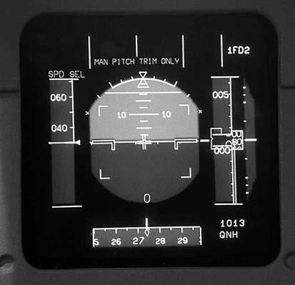 8 AIRCRAFT DIGITAL ELECTRONIC AND COMPUTER SYSTEMS EFIS primary flight display The typical EFIS PFD is a multicolour CRT or LCD display unit that presents a display of aircraft attitude and flight