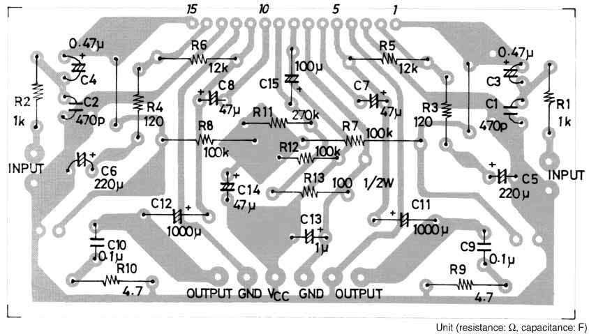Sample Printed Circuit Pattern for Application Circuit (Cu-foiled side) Input voltage, Vi - mv