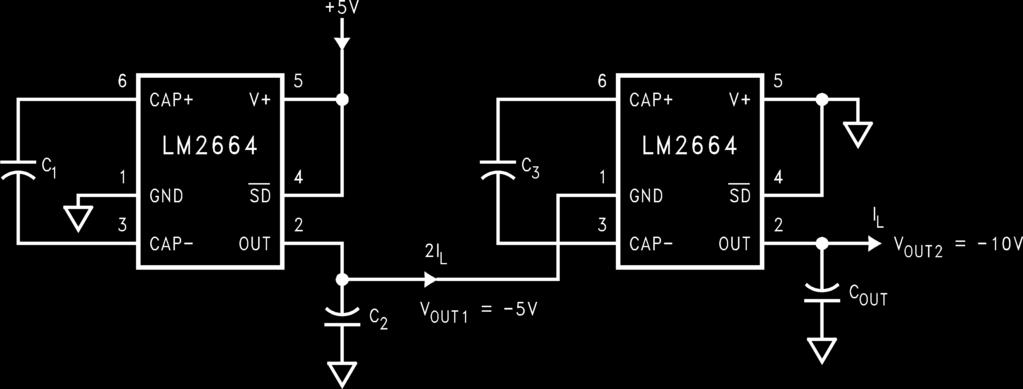 The LM2664 operates at 160 khz oscillator frequency to reduce output resistance and voltage ripple.