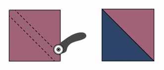 Note that your square will overlap the middle corner of your first Easy Corner Triangle. Cut and press to yield one Flying Geese Unit B {diagram f}. Make two units for each block.