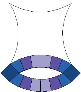 17. Lay out the eight Arc Unit #1 s, five Arc Unit #2 s, four white Shape A and remaining six light blue Shape B as shown. 18.