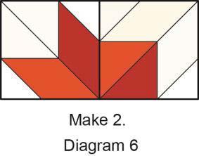Sew two A/B/C units together along the long diagonal edge to complete each quarter unit as shown in Diagram