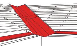 First fix the sheet with galvanised nails or Classic screws. The angled roof valley sheet should have an overlap of at least 200 mm.
