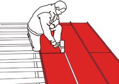 Lock both roofing sheet seams by hitting (with a bumping mallet) the sheet
