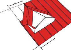 Install the roof valley sheet as described above. Measure the sheets running pattern below the dormer.