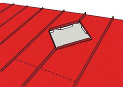 Mark the hole s position by placing the fire hatch on top of the roofing sheet so that it covers three roofing sheet seams.