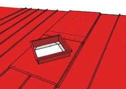 If it is not possible to install the fire hatch at the ridge, the top of the fire hatch must be connected to the ridge with sheet metal extensions. Install the fire hatch as described above.