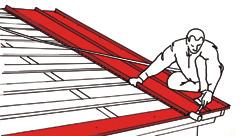 Install the second roofing sheet so that the sheet s bend appears to be going underneath the lip of the eaves flashing and the sheet s lengthways seam appears to be going