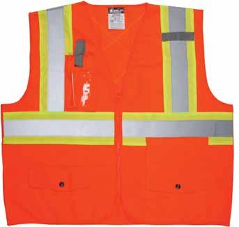polyester back, solid front 4 orange/silver reflective stripes 4 outer