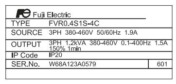 2. MODEL DESCRIPTION Description of inverter model Mark Series name FVR FVR-Micro series Mark Standard applicable motor capacity 0.2 0.2kW 0.4 0.4kW 0.75 0.75kW 1.5 1.5kW 2.2 2.2kW 3.7 3.7kW FVR 0.