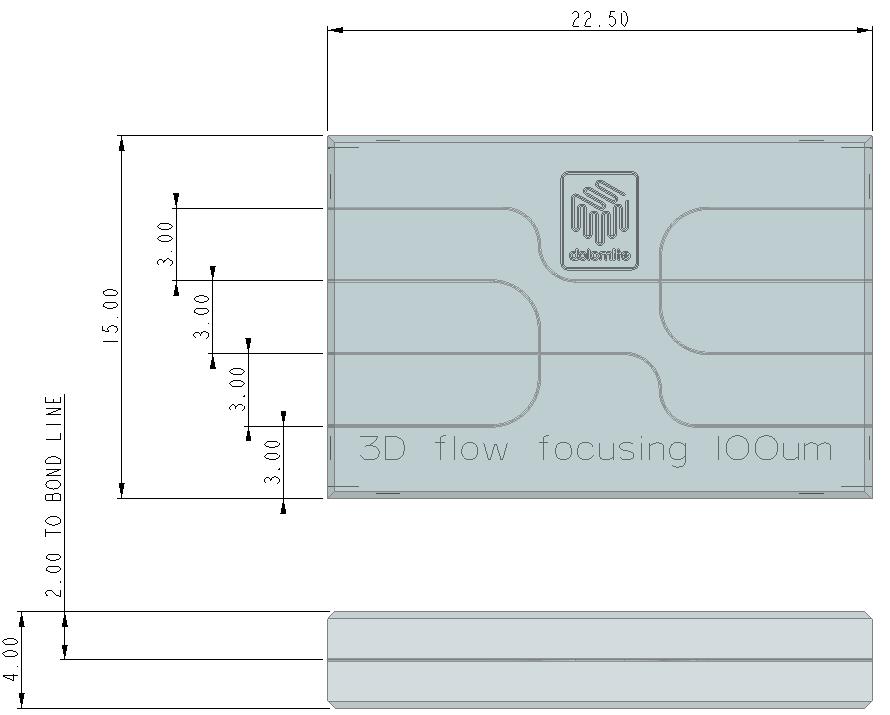 Geometry 3D Flow Focusing Chip - 100µm (P.