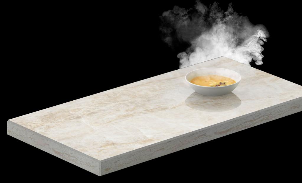 Perfect Edges Dekton XGloss appears as a unique piece unlike other products where a glassy layer is discernable.
