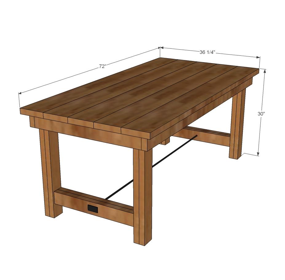 CategoriesProject Type: Dining Table Plans [6] Room: dining room [7] Skill Level: Beginner [8] Style: Farmhouse Style Furniture Plans [9] Estimated Cost: $50 - $100 [10] Dimensions: Dimensions shown