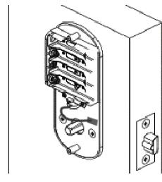 We recommend that the lock be in the unlocked position when you install it. To do so, the position pin with the dot on the housing must be pointing up (see Step 2).