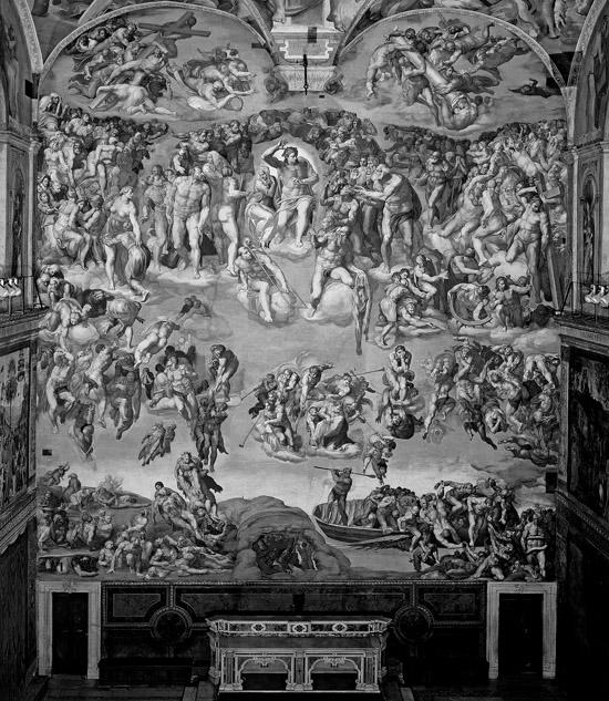 Last Judgment, Sistine Chapel, Michelangelo Moses, Michelangelo, 1513-16, 1542-45, 1536-41, Vatican, Rome Commissioned for tomb of