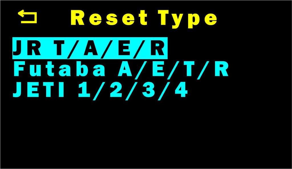 System Menu Reset Defaults Figure 29 Reset Type menu The Reset Defaults menu has lets you reset all of the X24's setting to the factory defaults.