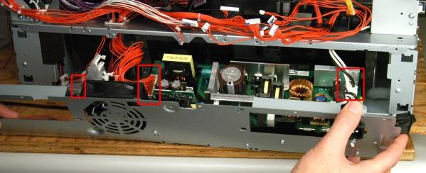 You Do Not need to remove the cables just reinstall the low voltage power supply. 106 Start Reassembly.