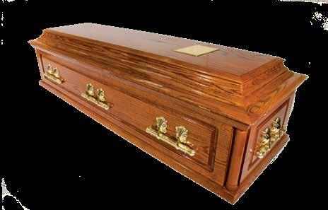 British Casket Collection The Hailey Casket 1,465 A high gloss, superb solid oak casket constructed with raised panelled sides and a special hinged raised lid.