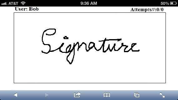 Fig. 1: An example of signatures on mobile devices. In verification signature analysis requires no invasive measurement and people are also use in signature in daily life.