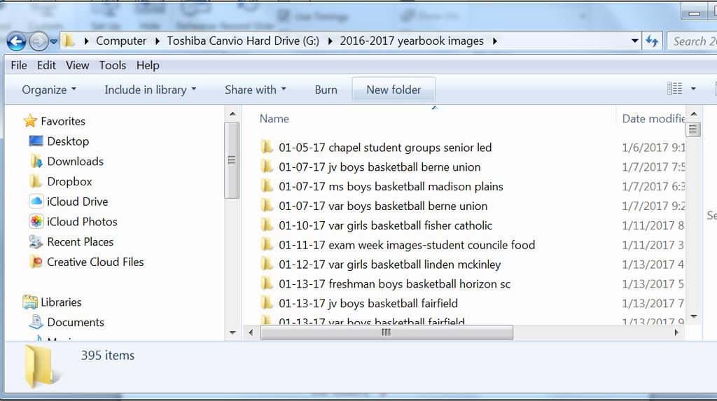 Example of folder setup