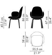 9", wooden legs in natural or black lacquered oak 1,099 1,156 1,655 2,253 JH30 Armchair, 17.