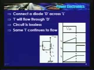 (Refer Slide Time: 17:32) I connect a diode across the inductor. This diode is also known as freewheeling diode and sometimes we can call it as fly wheel diode, remember. Why fly wheel?