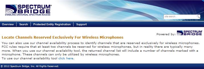 Using the search function, left click on the word here in the locate channels available exclusively for wireless microphones.