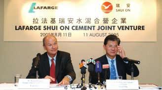Enhancing Shareholder Value The establishment of Lafarge Shui On Cement joint venture Success In Cement An important theme in SOCAM s transformation into a Mainland-oriented enterprise is China s