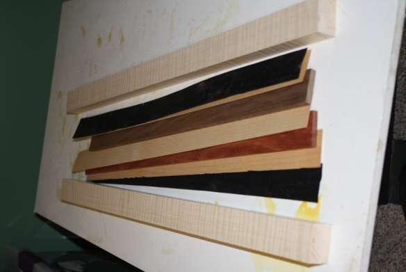 Below are the boards being glued together with Titebond original and a roller applicator bottle to