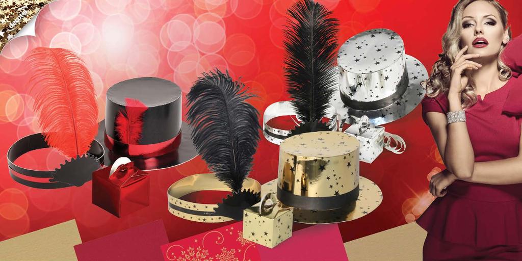 Razzle Dazzle and Christmas Cabaret, Toppers, Head Bands and Party Boxes in Gold, Silver and