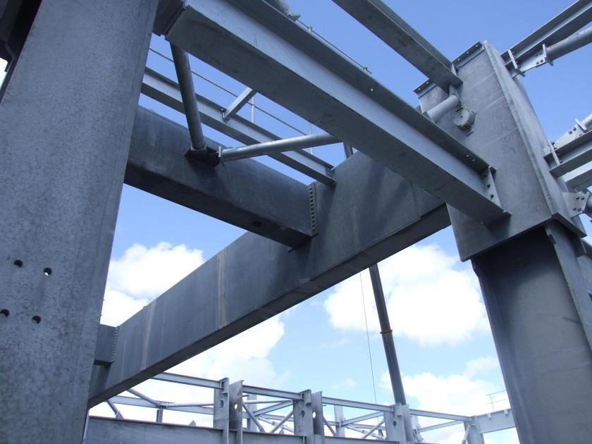 Page5 This is a perfect example of how film-galvanised and HDG beams can be bolted together, illustrating the total compatibility and harmony in which they can work together in a saline environment