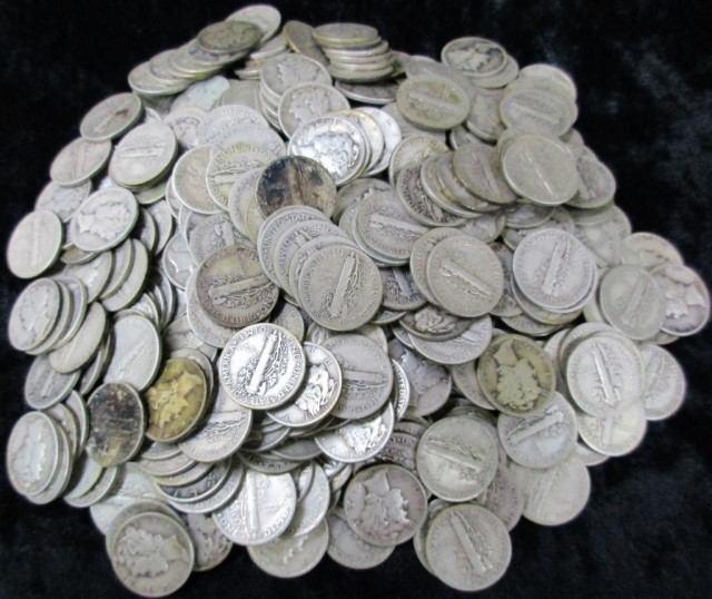 dimes, 2 Buffalo nickels, 7 Jefferson nickels; 1964 &
