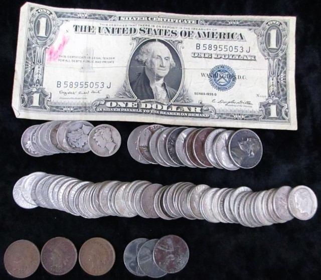 and prior, 11 Jefferson nickels; 1964 &