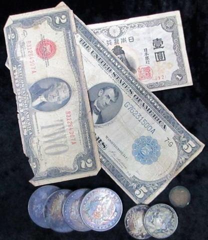 Mercury dimes, 1946 Roosevelt dime, 23 V nickels, 3 Buffalo nickels,