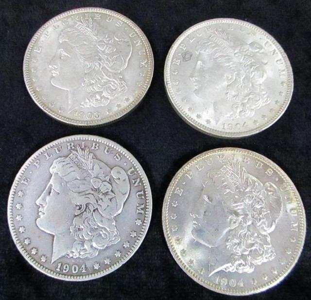 TRUST PROPERTY 6 Morgan Silver dollars; 1901, 2 1902,