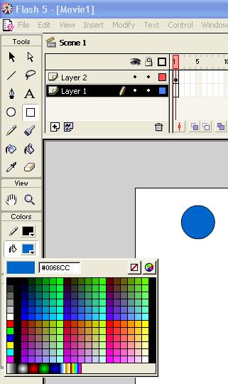 the selected layer 2. As you click, layer 1 becomes black while layer 2 becomes the default colour. Now, use the minifying lens to adjust the workspace so that all corners are easily visible.