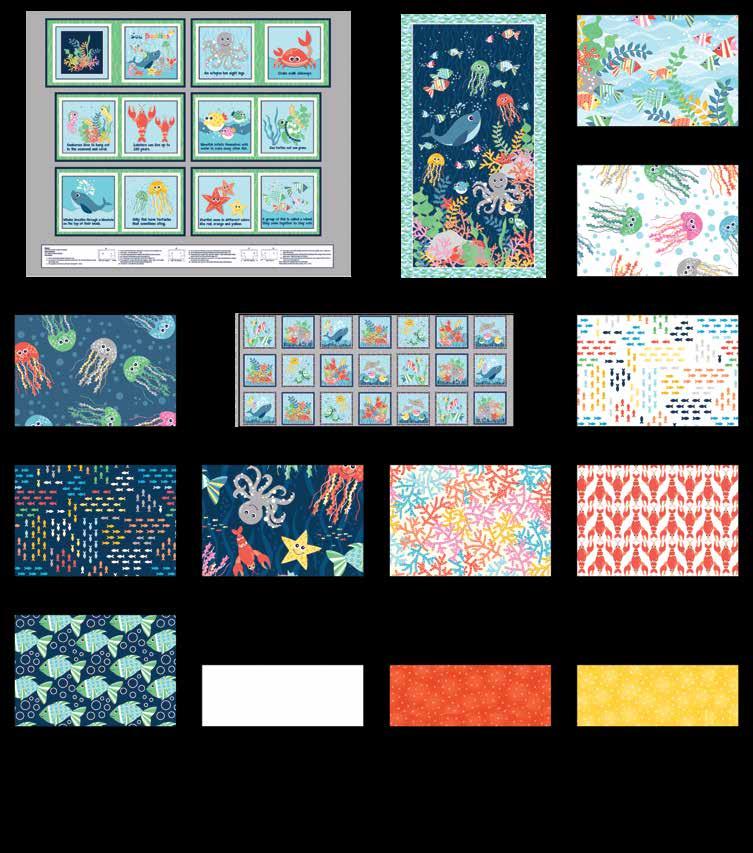 Sea uddies Quilt inished Quilt Size: 7 x 7 abrics in the Sea uddies Collection Underwater Scene - lue 909-70 ook Panel -