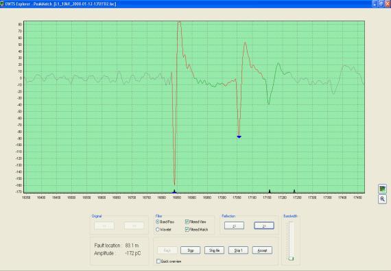 Partial discharge diagnosis - OWTS measurement Explorer TDR analysis performed with Band- Pass filter TDR